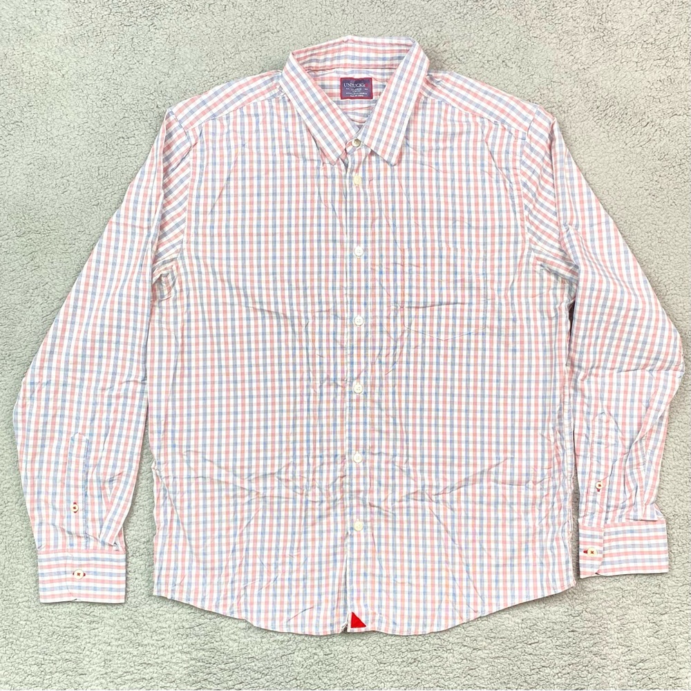 Untuckit Lightweight Nylon Plaid Long Sleeve Button Up Shirt Men’s Size XL